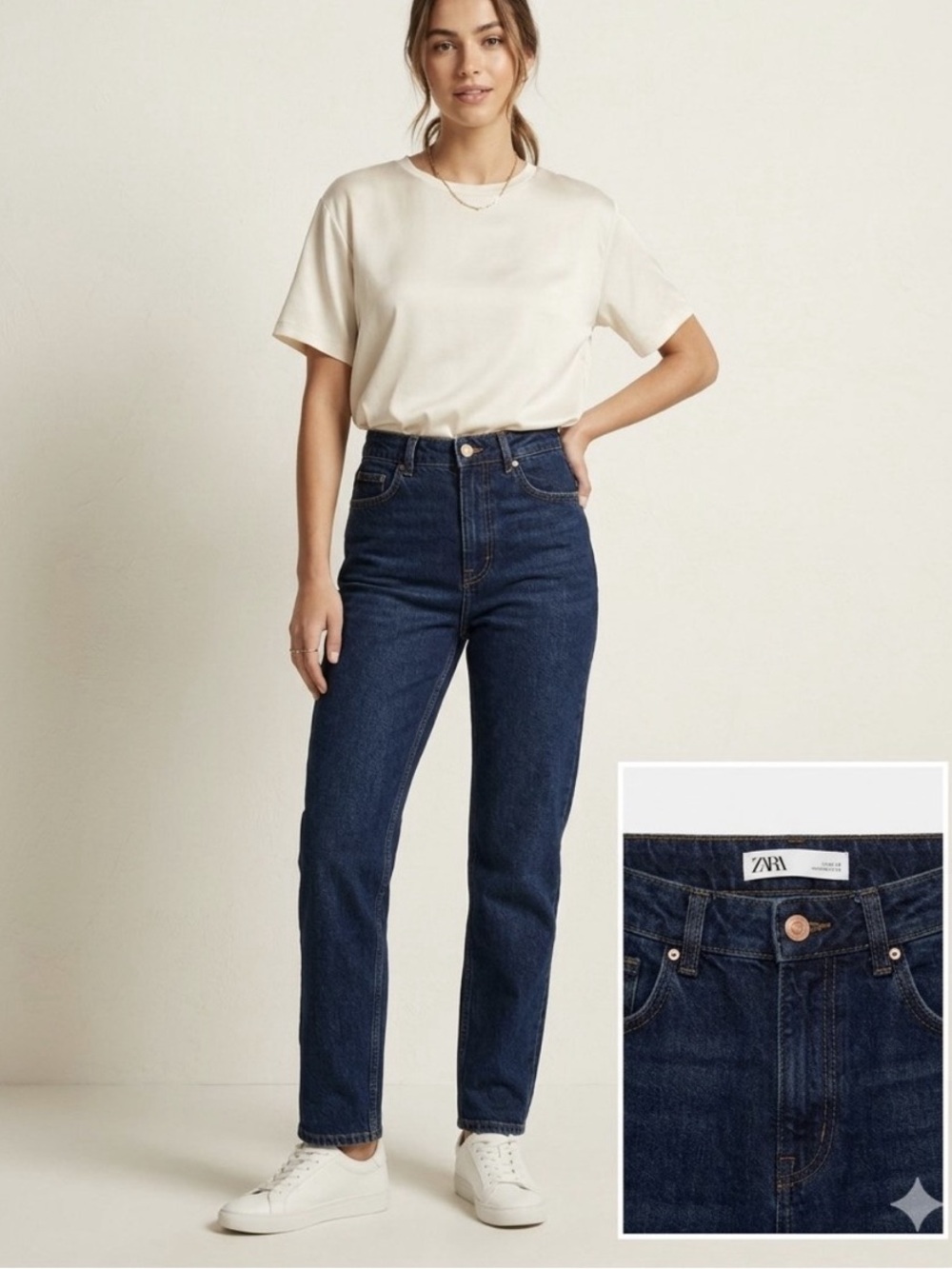 Zara Classic Straight Leg Jeans in Dark Blue Wash size 4